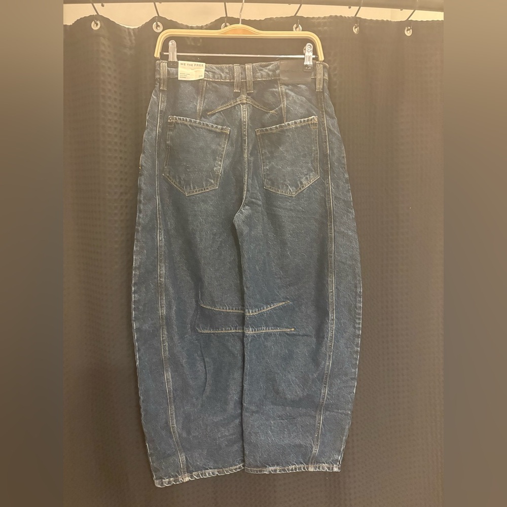 Free People We The Free Good Luck Mid-Rise Barrel Jeans 25 Color: Deep End NWT - Picture 5 of 5